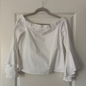 Women’s White Off-Shoulder Bell Sleeve Blouse